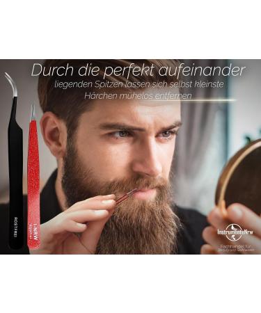 Premium Stainless Steel Plucking Tweezers Set Pointed Splinter Tweezers in Red & Black for Hair Removal | International Shipping Available - Buy Online on GoSupps.com