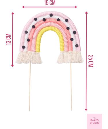 Boho Braided Rainbow & Cloud Cake Topper for Birthdays, Baby Shower, Christenings - Pinks & Polka Dots - Buy Online on GoSupps.com