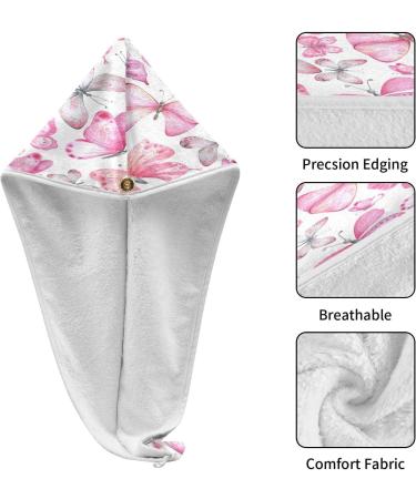 Buy Watercolor Butterfly Dry Hair Cap Set | Quick Drying Towel & Headband - Super Absorbent & Soft Comfort - Buy Online on GoSupps.com