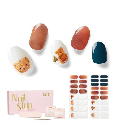 NAILOG Semi Cured Gel Nail Strips 34 pcs Salon-Quality Gel Nail Stickers Long Lasting Nail Wraps for Women with Soft Gel Finish Animal Print Bear with Me - Buy Online on GoSupps.com