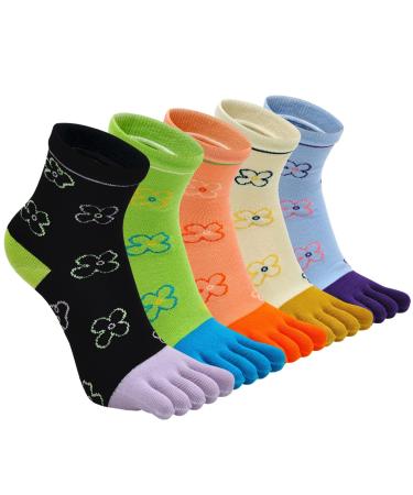 Toe socks women five fingers made of cotton women's sneakers socks with toes for sports ongoing leisure breathable and colorful socks 4/5 pairs multicolored - 5 couples