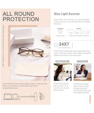 FONHCOO Blue Light Filter Glasses for Women - TR90 Anti-Fatigue Gaming & Computer Glasses (Brown) - Super Lightweight Without Container - Buy Online on GoSupps.com