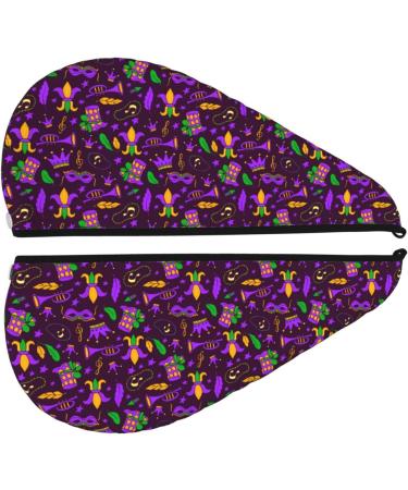 Quick-Dry Hair Towel Wrap | Buttoned Towel Turban for Fast Hair Drying | Mardi Gra2 - Buy Online on GoSupps.com