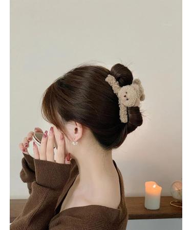 3 Pcs 4.72 Inch Large Plush Bear Hair Claw Clips - Cute & Strong Hold Hairpins for Women and Girls - Stylish Hair Accessories for Thick and Thin Hair - Buy Online on GoSupps.com