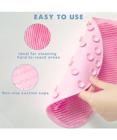 Wall-Mounted Silicone Shower Back Scrubber with Suction Cups - Pink | Body & Foot Scrubber with Hook for Men and Women - Buy Online on GoSupps.com