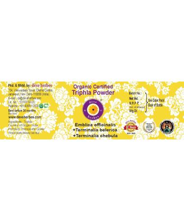 Deve Herbes Pure Triphla powder Emblica officinalis + Terminalia belerica + Terminalia chebula certified organic 100 natural remedy 200 g 200 g 1 pack - Buy Online on GoSupps.com