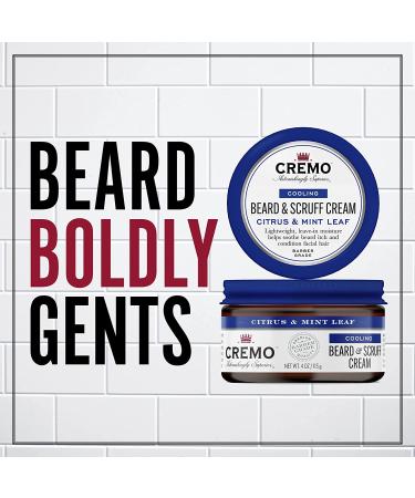 Cremo Beard & Scruff Cream 4 oz - Cooling Citrus & Mint Leaf - Soothes Itch, Conditions, and Styles Stubble - Buy Online on GoSupps.com