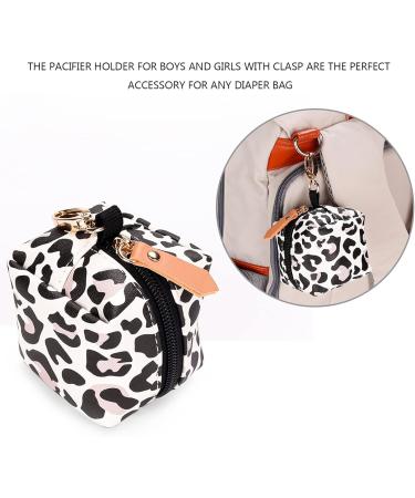Visiblurry Stylish Leopard Pacifier Holder & Bag with Clip - Secure Pacifier Cover for Diaper Bag Stroller & Handbag - Buy Online on GoSupps.com