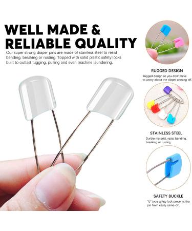10 pcs Stainless Steel Cloth Diaper Pins - Traditional Safety Pin (White) - Buy Online on GoSupps.com