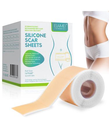 Silicone scar tape(1.6 x 60 Roll-3M) Silicone scar sheets Scar away silicone scar sheets Effective Scar Removal Sheets for Keloid C-Section Burn Acne et