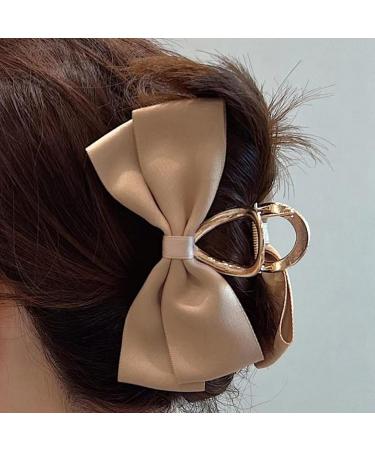 Bow Clips - Large Hair Claw Clamp Hair Barrettes Satin Bow for Hair Clips Hair Styling Clamps for Adult and Women Champagne - Buy Online on GoSupps.com