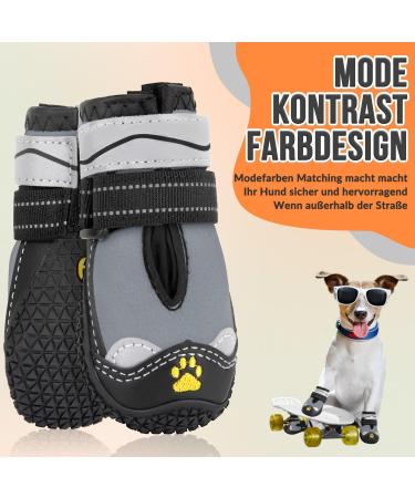 Slowton Dog Shoes - Waterproof Paw Protection Boots for Small & Medium Dogs | Non-Slip Sole & Reflective Velcro - Size 3 (S-Gray) - Buy Online on GoSupps.com