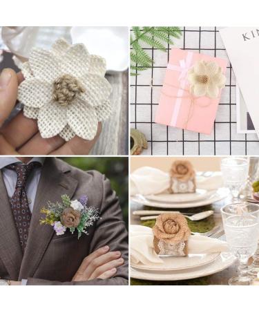 VGOODALL 32 PCS Natural Burlap Flowers Set for Wedding Party Decor and DIY Crafts - Buy Online on GoSupps.com