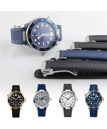 Neyens 20mm Rubber Clock Band for Omega Seamaster 300 AT150 De Ville Speedmaster - Replacement Bracelet Accessories with Black Buckle - Buy Online on GoSupps.com