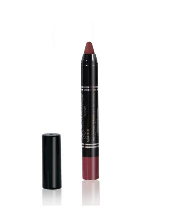 Makki Makki taupe lipstick: a bold matte twist-on shade with intense color a velvety finish very long-lasting wear (up to 18 hours) smudge-proof feather-free smooth and gliding and contains crushed pigments.