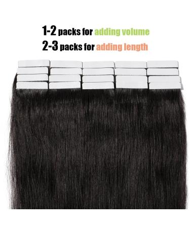Elailite Invisible Tape In Hair Extensions - 20 Pieces Remy Real Human Hair 55cm 50g #1B Natural Black - Buy Online on GoSupps.com