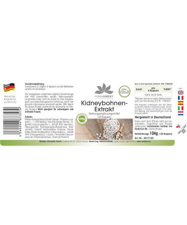 Herbadirekt Kidney Beans Extract with Chrome & Green Coffee - Bockshorn Clover 120 Capsules | Premium German Pharmacy Quality - Buy Online on GoSupps.com