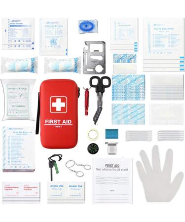 SHBC Compact First Aid Kit (139 Piece) - Adventure Medical Kit with Waterproof Case - Includes Emergency Blanket, Fire Starter, Compass, Wire Saw - for Survival, Home, Car, Camping, Hiking, Hunting, Sports - Buy Online on GoSupps.com