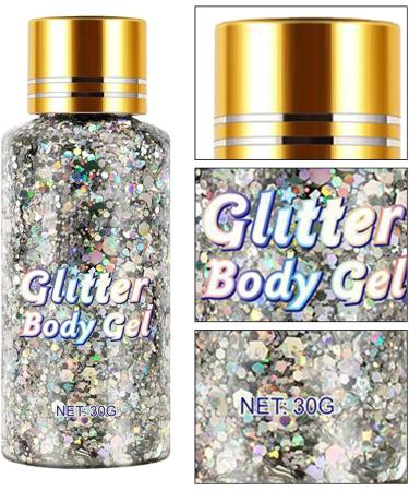  Dous Glitter Body Gel | Easy to apply and remove Glow Gel art makeup for body face and hair - holographic pouch - Cosmetic quality - Buy Online on GoSupps.com