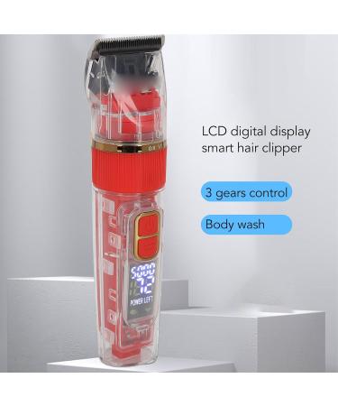 Dekaim Men's Hair Clipper Cordless Beard Trimmer Clippers Professional Hair Trimmer Haircutt Kit IPX7 Waterproof Transparent USB Rechargeable Electronic Hair Cutter (Red) - Buy Online on GoSupps.com