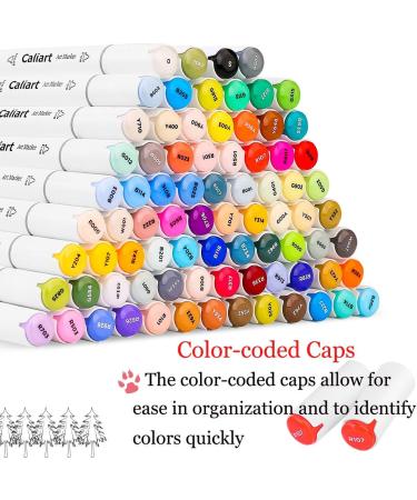 Caliart 81 Colors Alcohol Markers Dual Tip for Art Sketch Coloring - Bonus Colorless Blender Included - Buy Online on GoSupps.com
