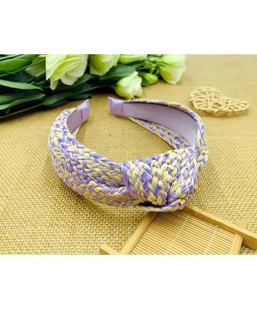 Bohemian Purple Raffia Straw Headband: Stylish Wide Hairband for Girls - Buy Online on GoSupps.com