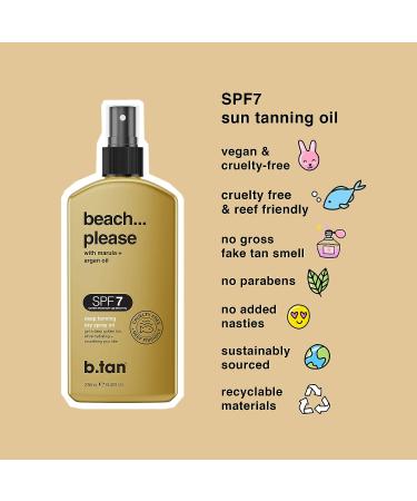 b.tan SPF 7 Deep Tanning Dry Spray | Beach Bronze & Golden Tan Oil with Marula & Argan | Vegan & Cruelty-Free - Buy Online on GoSupps.com