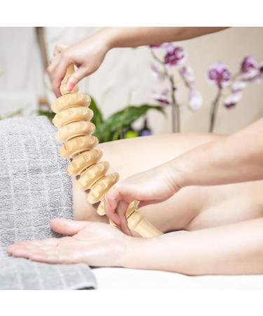 Wooden Massage Roller Fascia Roll Curved Massage Tool for Muscle Relaxation Body Shaping & Anti-Cellulite Beech Wood - Buy Online on GoSupps.com