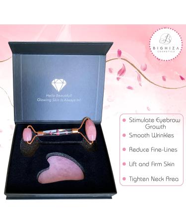 Jade Roller & Gua Sha Tool Set | Rose Quartz Facial Roller for Anti-Aging Fine Lines & Muscle Relaxation | International Shipping - Buy Online on GoSupps.com