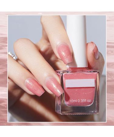 Pink Pearl Glitter Nail Polish Shimmering Peach Golden Shell Spiral Holographic Shimmer Quick Dry Nail Varnish Shining Long Lasting No Need Cure DIY Nail Art Manicure Gift for Women & Girls - Buy Online on GoSupps.com