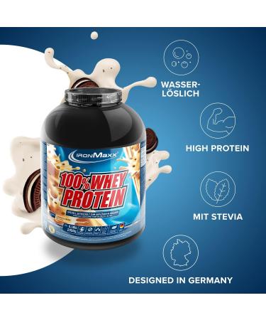 Ironmaxx 100% Whey Protein Powder - Cookies and Cream 2.35kg | Low Sugar Water-Soluble International Shipping | Shop Flavor Options Now! - Buy Online on GoSupps.com