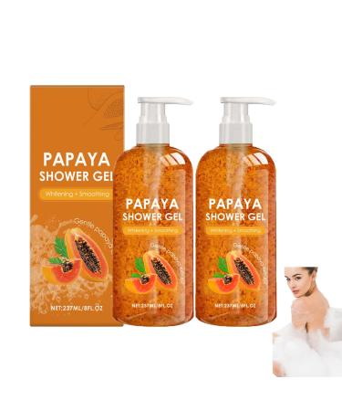 yxcully Papaya Shower Gel Deep Cleansing and Exfoliating Brightening and Smoothing Shower Gel Light Texture Nourishing and Moisturizing Gentle Brightener Fresh and Long Lasting Scent (2 Pieces)