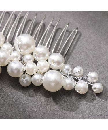 Ushiny Pearl Bride Wedding Hair Comb | Silver Headpiece & Bridal Accessories for Women & Girls - Shop Now! - Buy Online on GoSupps.com