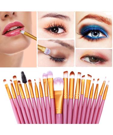 Premium 20-Piece Makeup Brush Set - Synthetic Hair Eye & Face Brushes | Pink Gold Luxury Beauty Tools - Buy Online on GoSupps.com