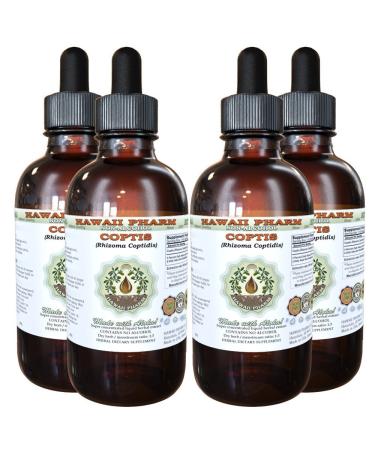 Coptis Alcohol-Free Liquid Extract Coptis (Rhizoma Coptidis) Dried Root Glycerite Hawaii Pharm Natural Herbal Supplement 4x4 oz 16 Fl Oz (Pack of 1)