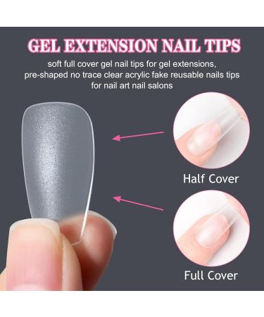 Yueshop 240PCS Soft Gel Full Cover Matte Short Almond Nail Tips Kit - Break Resistant, Clear Gelly Gel, 15 Sizes - DIY Manicure & Salon Quality Nail Art - Buy Online on GoSupps.com