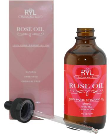 Rose Essential Oil 4 oz - 100% Pure Organic Aromatherapy | Therapeutic Grade for Relaxation Skin Therapy & Perfumes - Buy Online on GoSupps.com