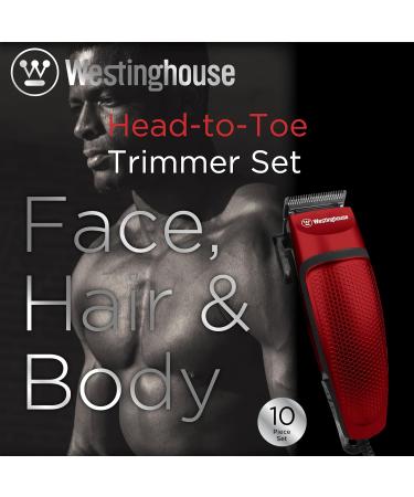 Westinghouse Hair Clippers for Men Premium Corded Trimmer & 10 pcs Grooming Kit with Comb Scissors & 4 Clipping Guides for Perfect Hair & Beard Styling - Buy Online on GoSupps.com