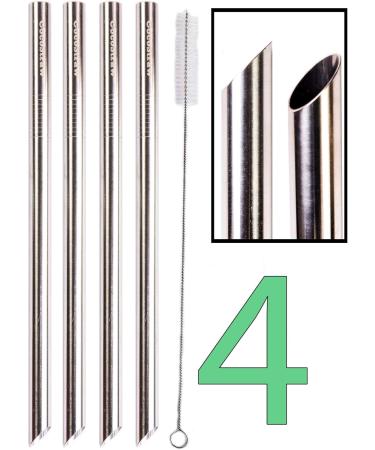 CocoStraw 4 Point END Boba Straw Stainless Steel Extra Wide 1/2" x 9.5" Long Tapioca Pearl Bubble Tea Thick Fat - CocoStraw Brand - Buy Online on GoSupps.com