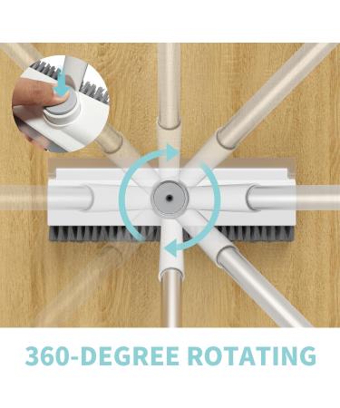 AIR U Floor Scrub Brush with Long Handle 3 in 1 Scrape and Heavy Duty Stiff Bristle Scrubber Brush - White - Buy Online on GoSupps.com