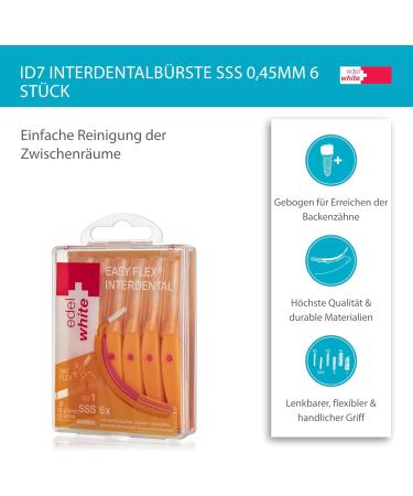 Edel White ID7 Interdental Brushes SSS 0.45mm | 6 Pack for Gentle Cleaning of Narrow Spaces - International Shipping Available - Buy Online on GoSupps.com