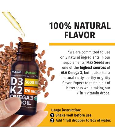 Organic Vitamin D3 K2 Drops with MCT Oil Omega 3 - 5000 IU Maximum Strength Liquid D3 - Non-GMO, No Fillers - Immune Support & Faster Absorption - Unflavored - 4 Pack 4 Fl Oz & 1 Fl Oz - Buy Online on GoSupps.com
