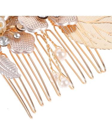 FOMIYES Bridal Hair Comb Flower Wedding Hair Comb Bridal Hair Styling Comb Pearl Bridal Headpiece Golden - Buy Online on GoSupps.com