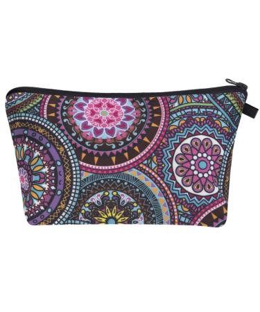 PREMYO Cosmetic Bag Small for Handbag - Makeup Bag Women Make Up Bag - Pencil Case Girls Case Pens Mandala