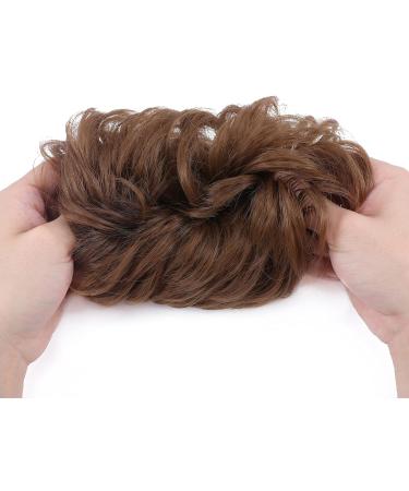 Thick Messy Curly Hair Bun Extension Scrunchie - Synthetic Updo Hairpiece for Women/Girls, Light Brown/Light Brown - 45g - Buy Online on GoSupps.com
