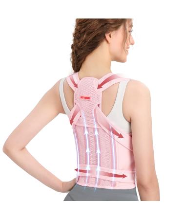 Back Brace and Posture Corrector for Women and Men, Back Straightener Posture Corrector, Scoliosis and Hunchback Correction, Back Pain, Spine Corrector, Support, Adjustable Posture Trainer, Pink, Small (Waist 26-34 inch)