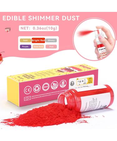 Buy Wwtop Bright Red Edible Glitter Powder 10g - Perfect for Cakes Cocktails & Drinks | Tasteless Glitter Spray & Dust for Food Coloring - Buy Online on GoSupps.com