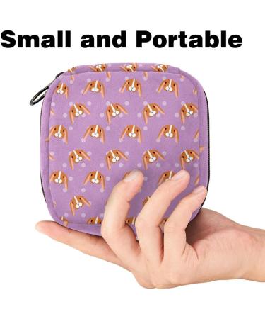 Portable Storage Bags for Women's Bandages | Colorful Menstrual Pads & Tampon Holder | Orange Rabbit & Violet Design - Buy Online on GoSupps.com