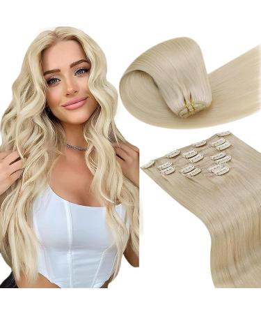 Laavoo real hair Extensions clip in blond extensions clip in real hair Hellblond 40cm clip in hair extension real hair remy human hair smooth 7PCs 105g #613 40cm-105g 2.4 #613 - Buy Online on GoSupps.com