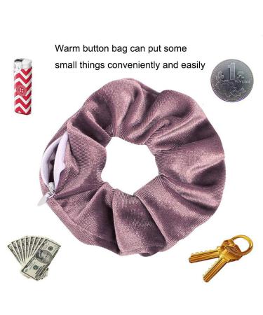 Colorful Velvet Scrunchies for Girls & Women | Hair Ties with Hidden Zipper Pocket | 3 Pack Hair Accessories - Buy Online on GoSupps.com